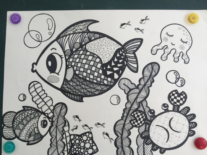 线描装饰画～海底世界