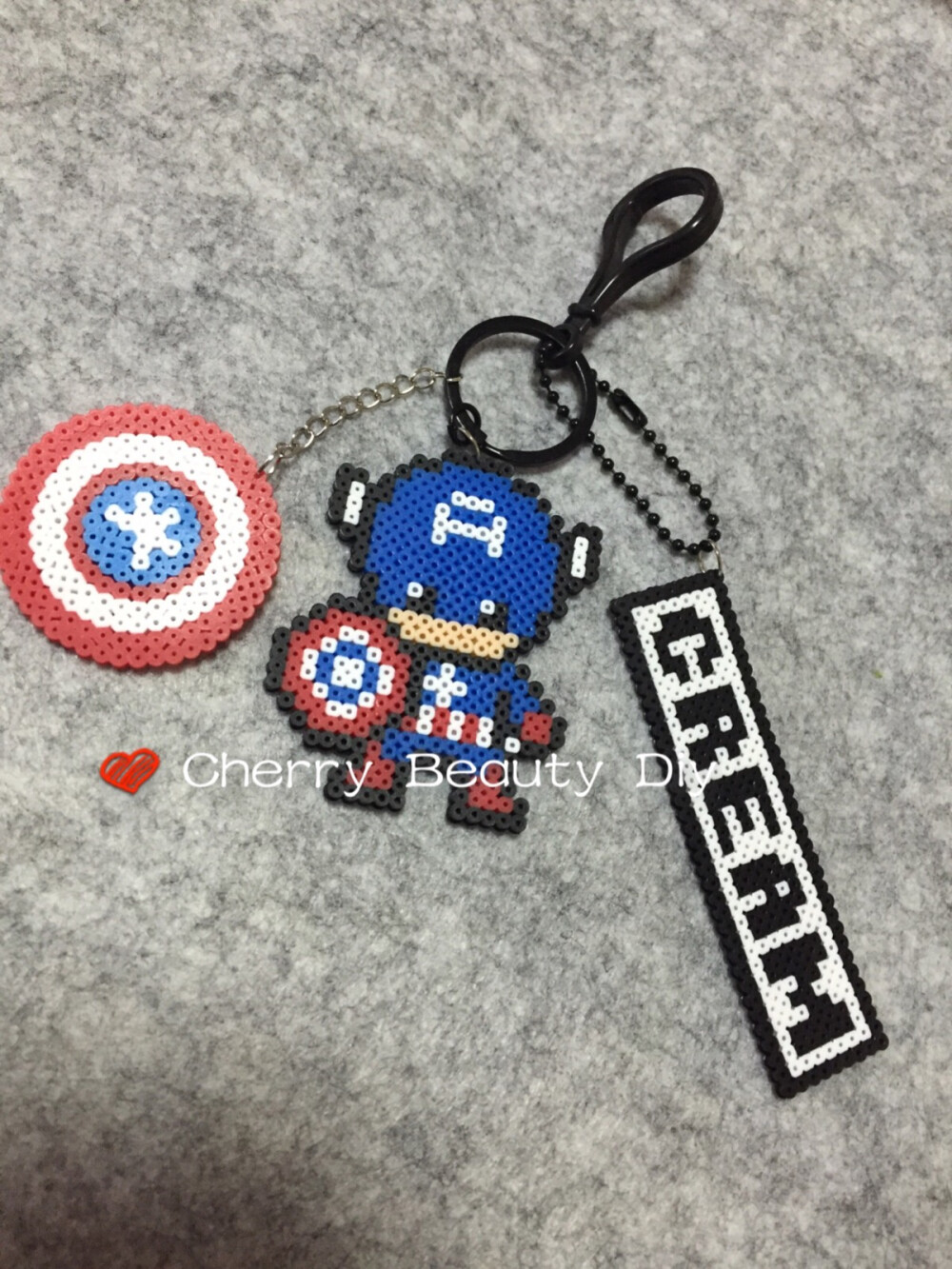 拼豆美国队长盾牌钥匙圈包挂 wx:lyhxf0531 tb:13559699