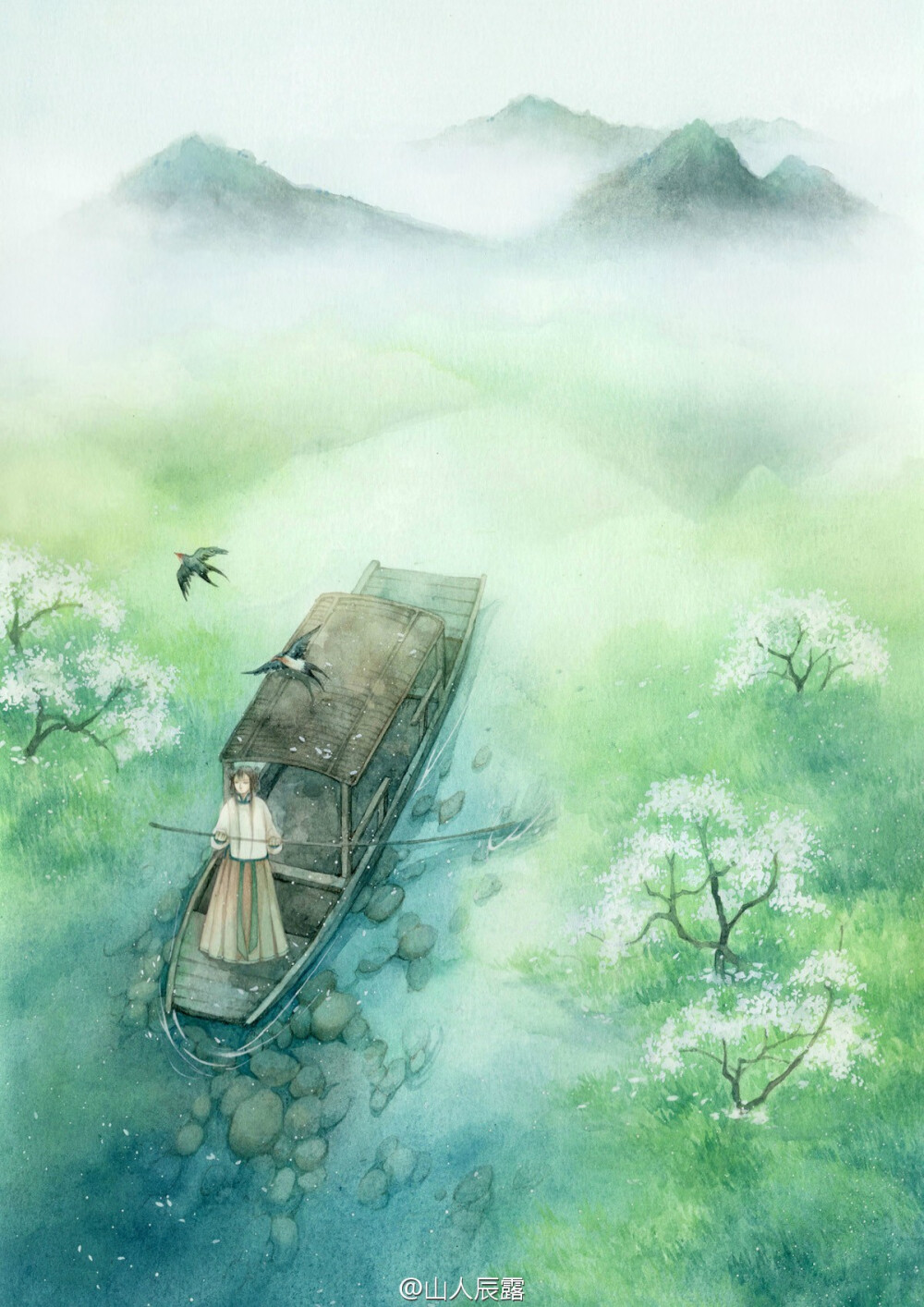 古风水彩插画 〕作者 山人辰露