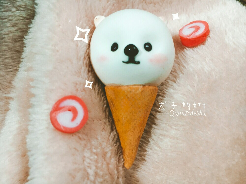 可爱小北极熊蛋筒,超轻粘土制作