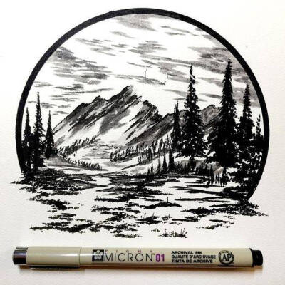 来自插画师 derek myers 针管笔绘画作品一组黑白线描装饰画