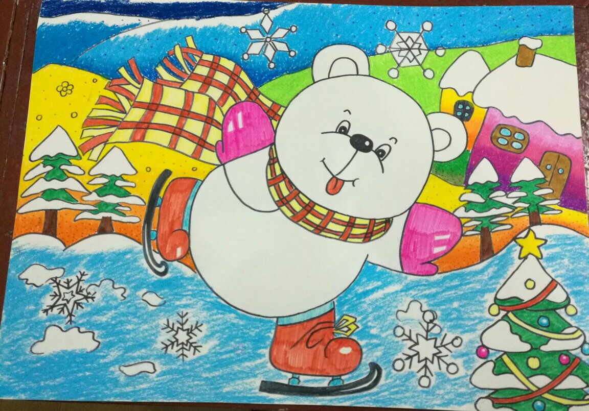 冰雪节儿童画一等奖图片
