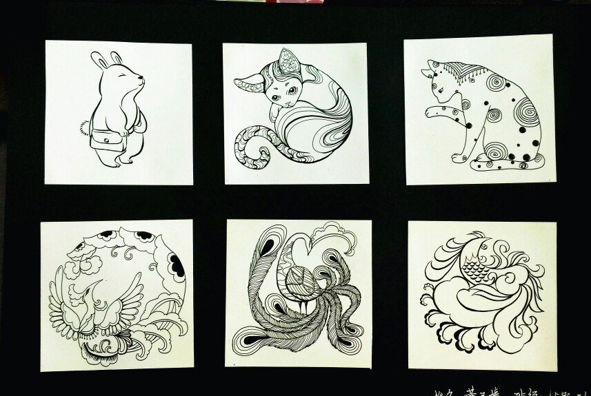面料纹样 图案设计 猫 凤凰