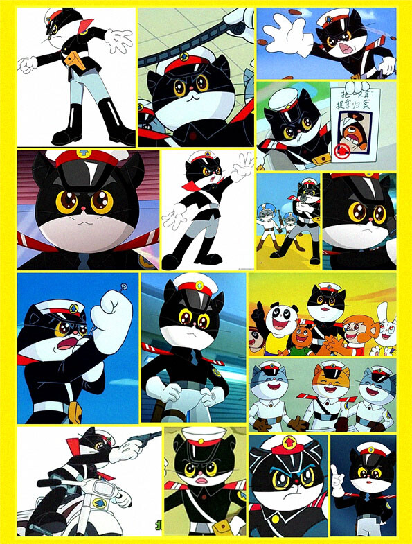 仿怀旧不干胶贴纸国产经典动画片黑猫警长04