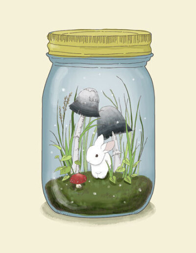 插画师yasmine把每天生活的世界以及所想所感都绘制在可爱的"瓶子"里