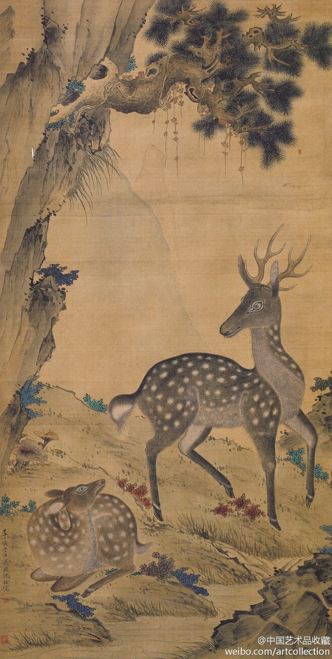 中国画鹿名家梅花鹿图片