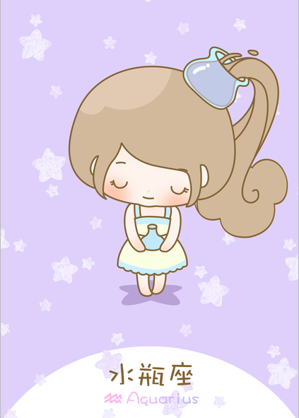 水瓶座动漫少女卡通图片