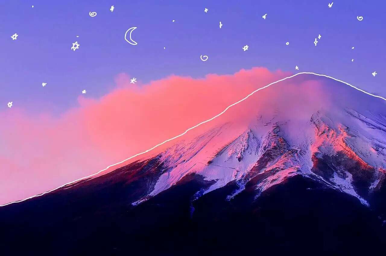 雪山背景图封面 粉色 