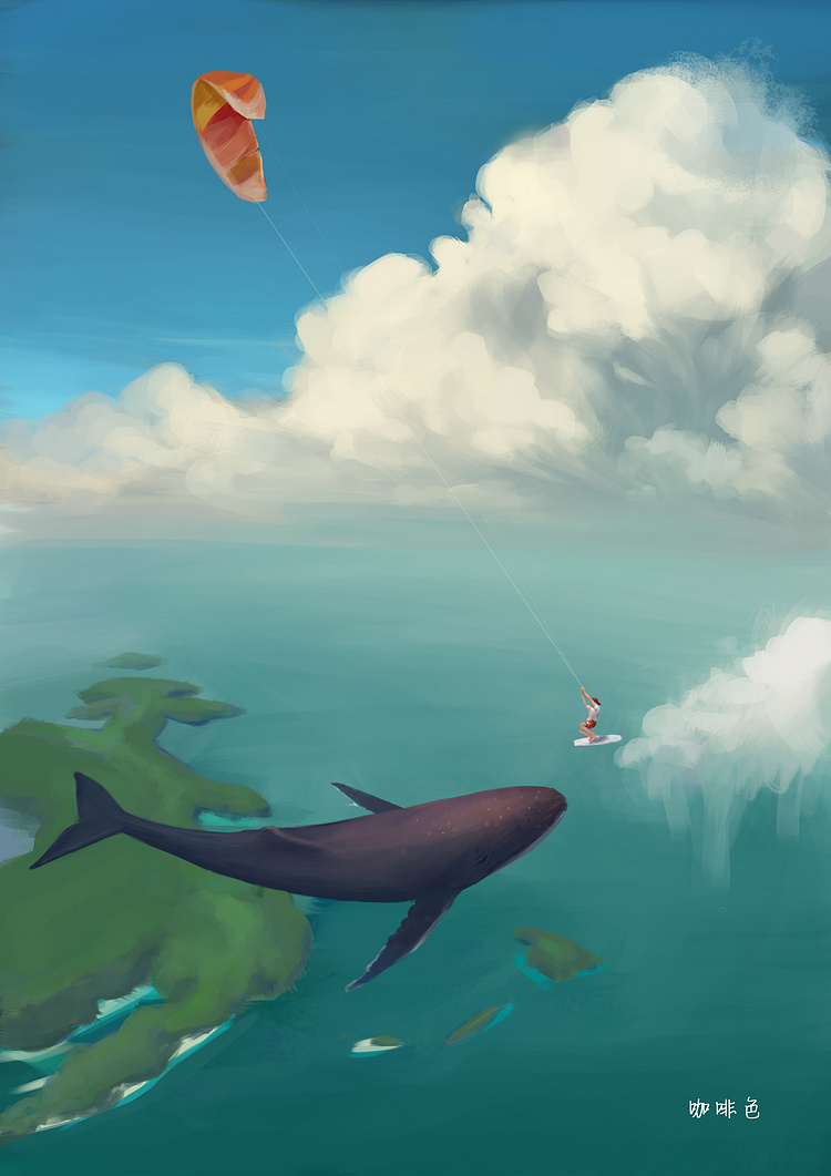 鲸鱼系8-咖啡色_插图_涂鸦王国插画