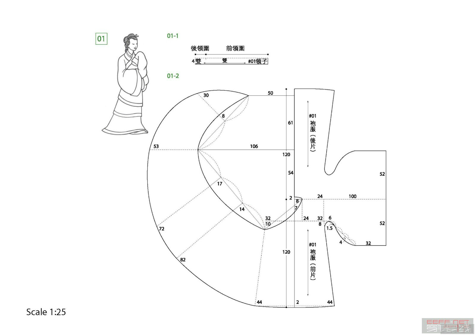 15cm古风娃衣纸样图片