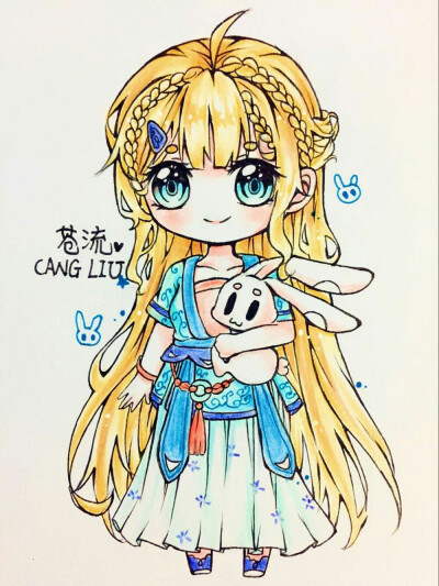 苍流绘画 qq部落 q版 萌妹子 手绘