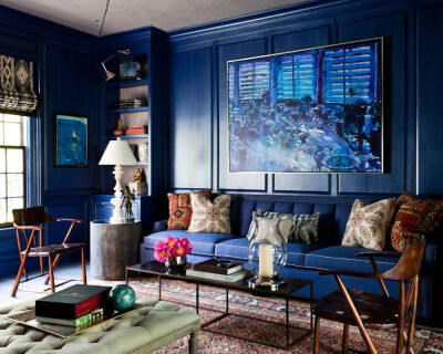 家居客厅蓝色墙面装修效果图片