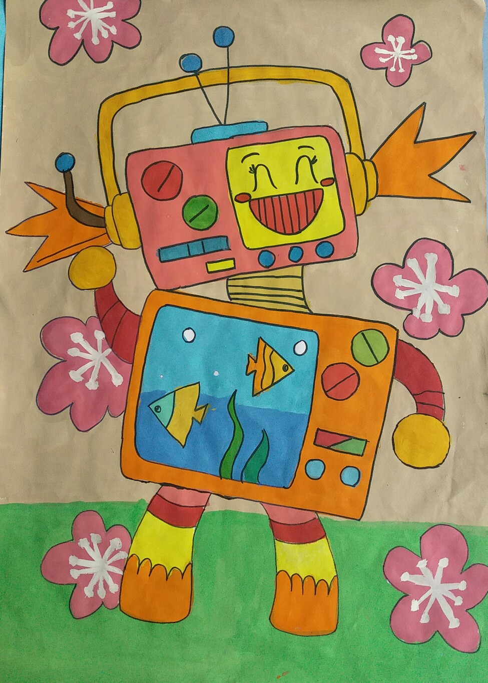 一年级美术课画机器人图片