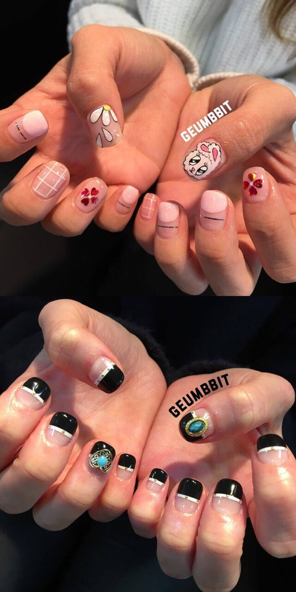 超美指甲 bling bling美甲 金色美甲 笑脸美甲 法式美甲 韩国美甲chic
