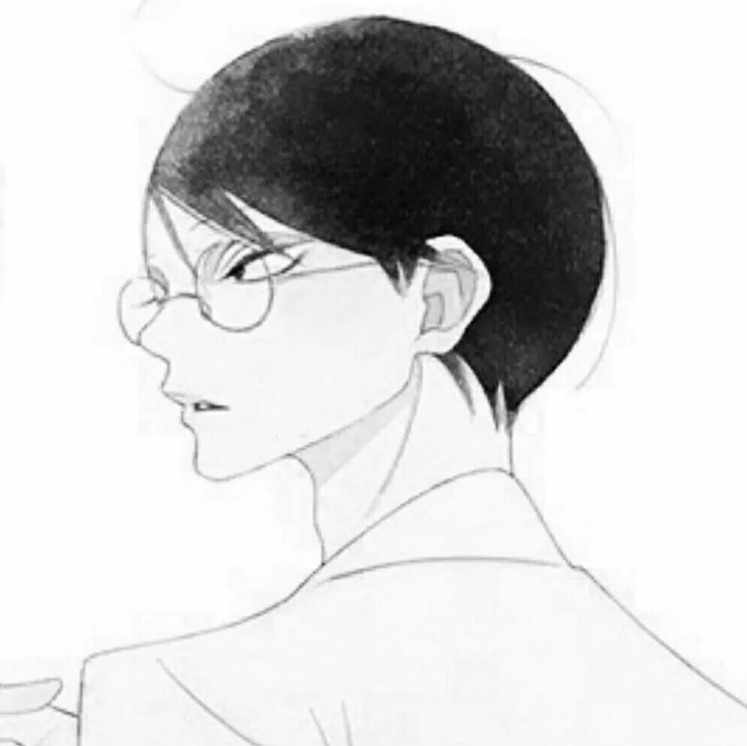 头像 眼镜 黑白 男生 意绘 插画