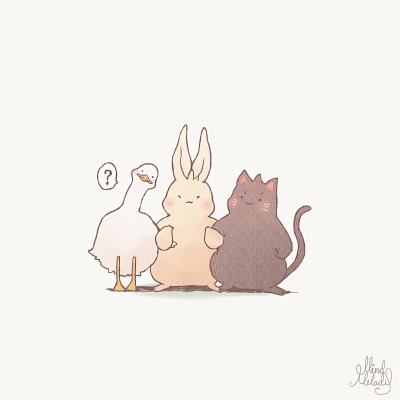 三人合照泰国人气美女画师mindmelody 创作的系列动物插画《joojee &