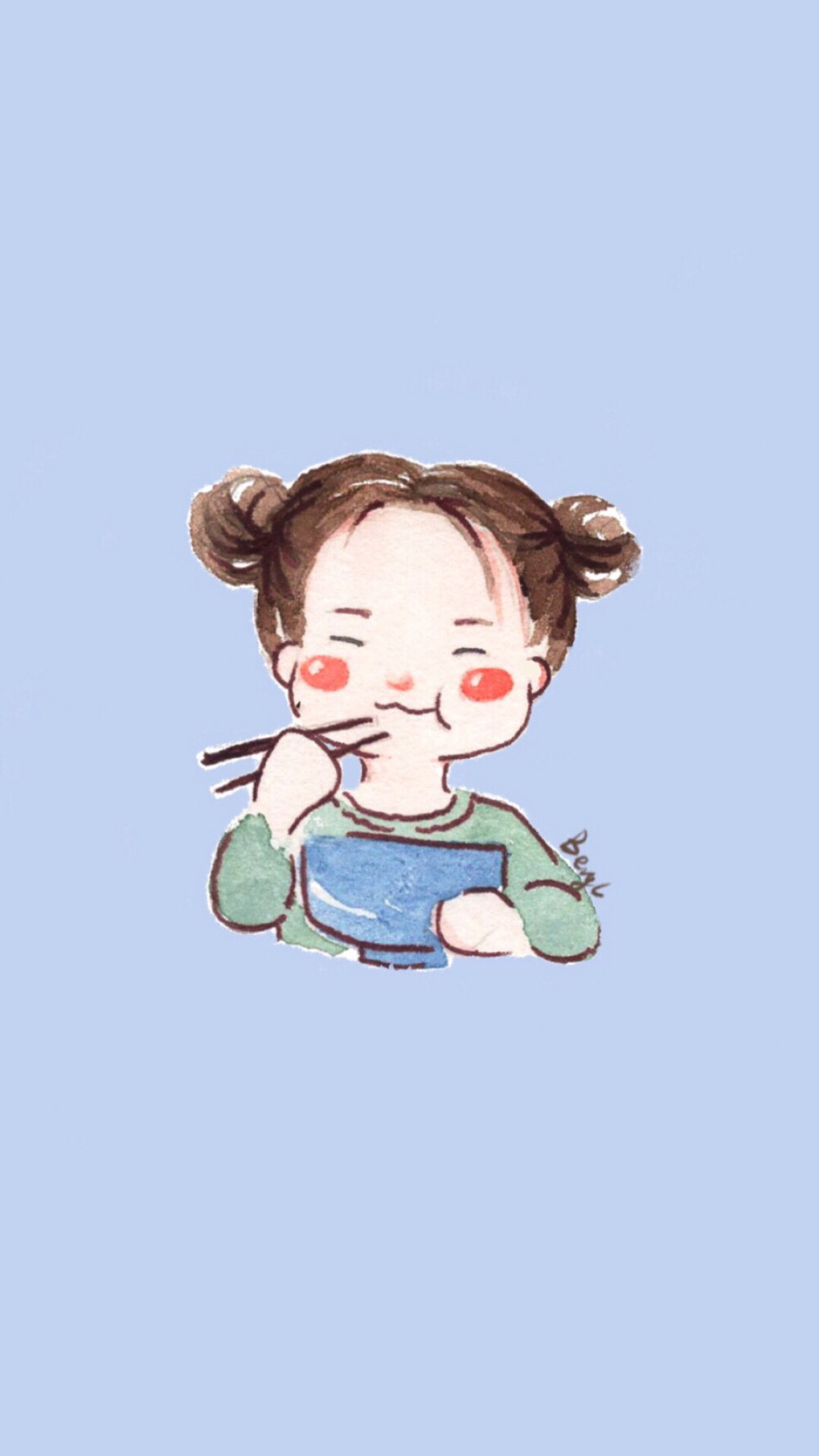 hi 壁纸 可爱女孩 纯色系 手绘 锁屏 小清新