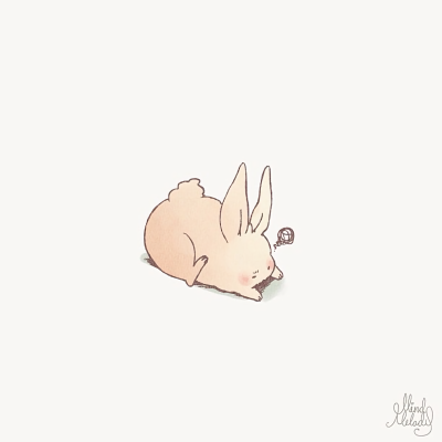 创作的系列动物插画《joojee & friends》中的主人公胖兔子joojee