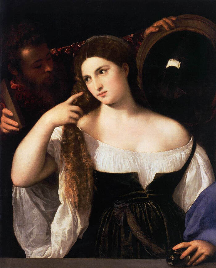 梳妆的妇人[vanitas] 1515年,油彩画布,93 x 76 cm