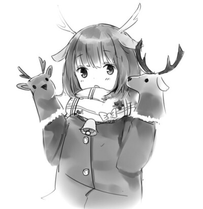 漫画 黑白 可爱 素描