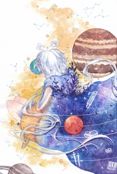 p站 插画 水彩 洛天依 id=58721296 shintani[pixiv]