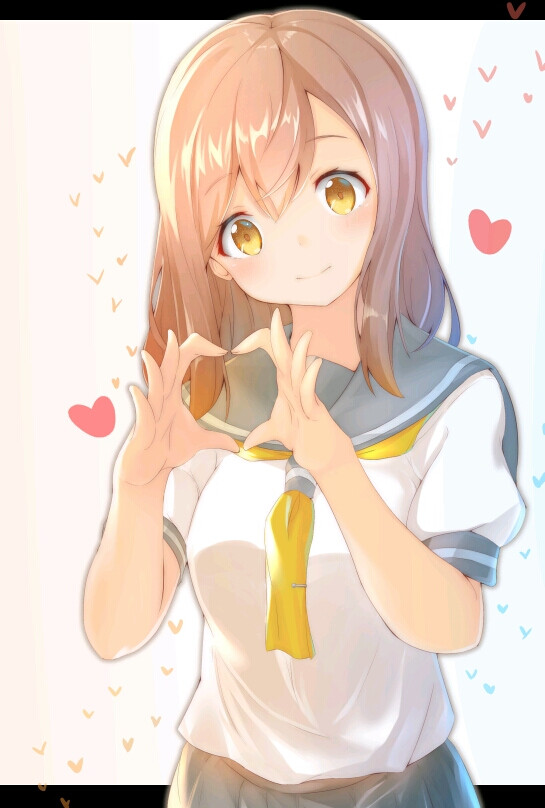 动漫大图二次元高清图比心笔芯壁纸