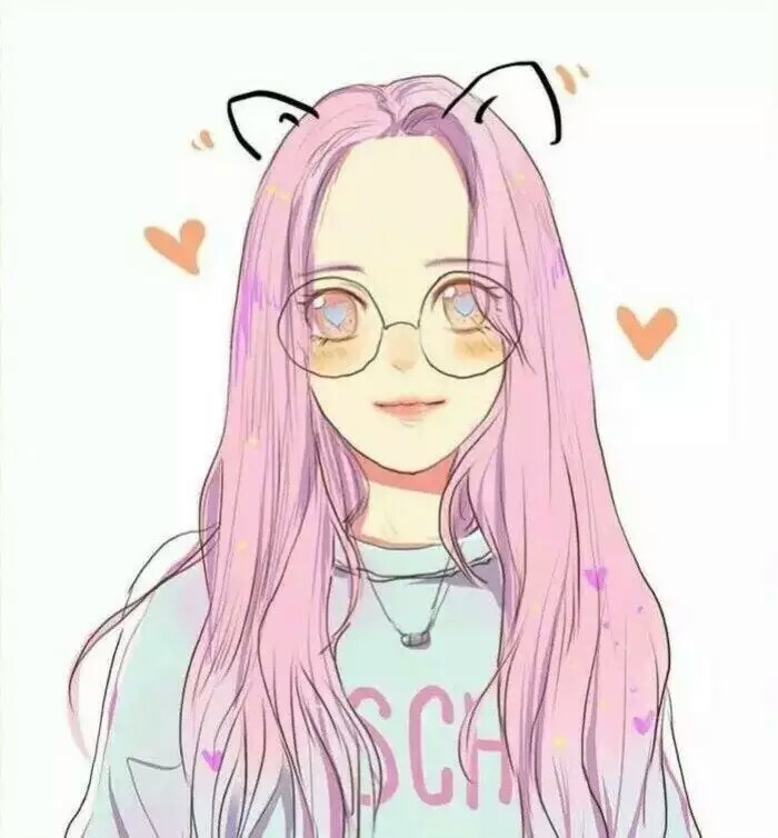 头像 女头 漫头 双马尾 少女 粉嫩系 可爱 小清新 单色调背景