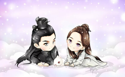 杨幂赵又廷小兔三生三世十里桃花手绘卡通动漫