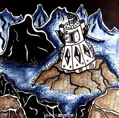科学幻想画登上月球