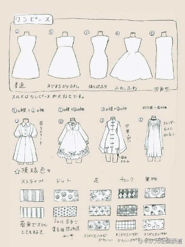绘师スルメ(id=1864863)的一组服装设计讲座分享,从衣领到鞋子样式&