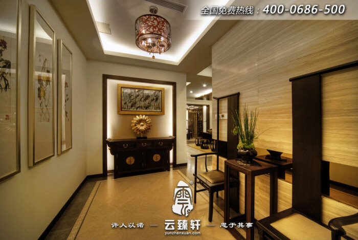 新中式进门玄关效果图