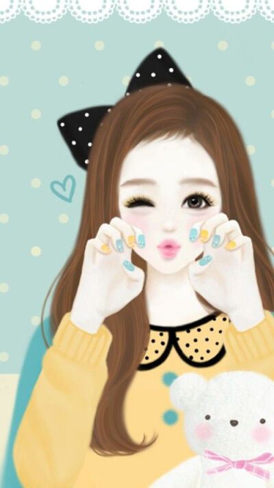 韩国手绘女孩 插画 头像