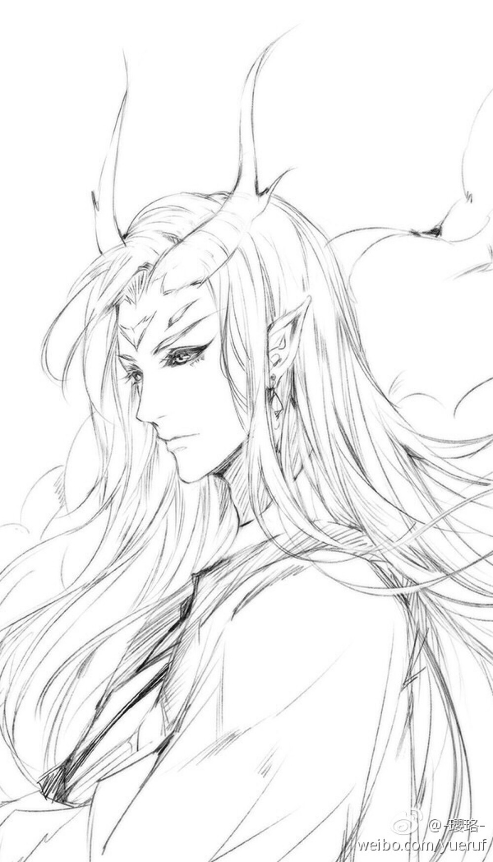 阴阳师璎珞一目连古风美男线稿