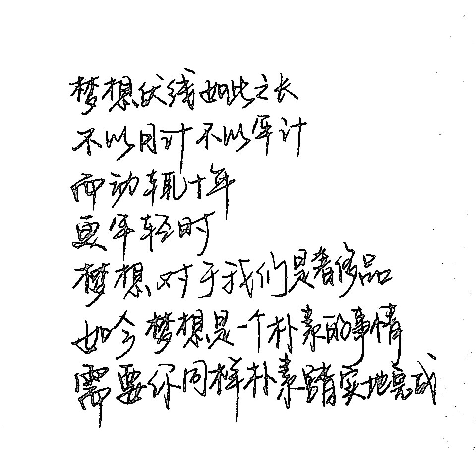 手写【 梦想的伏线如此之长 不以月计 不以年计