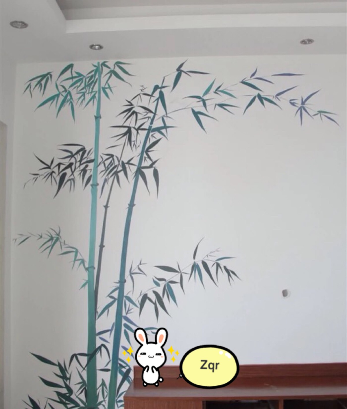 竹子墙绘室外图片