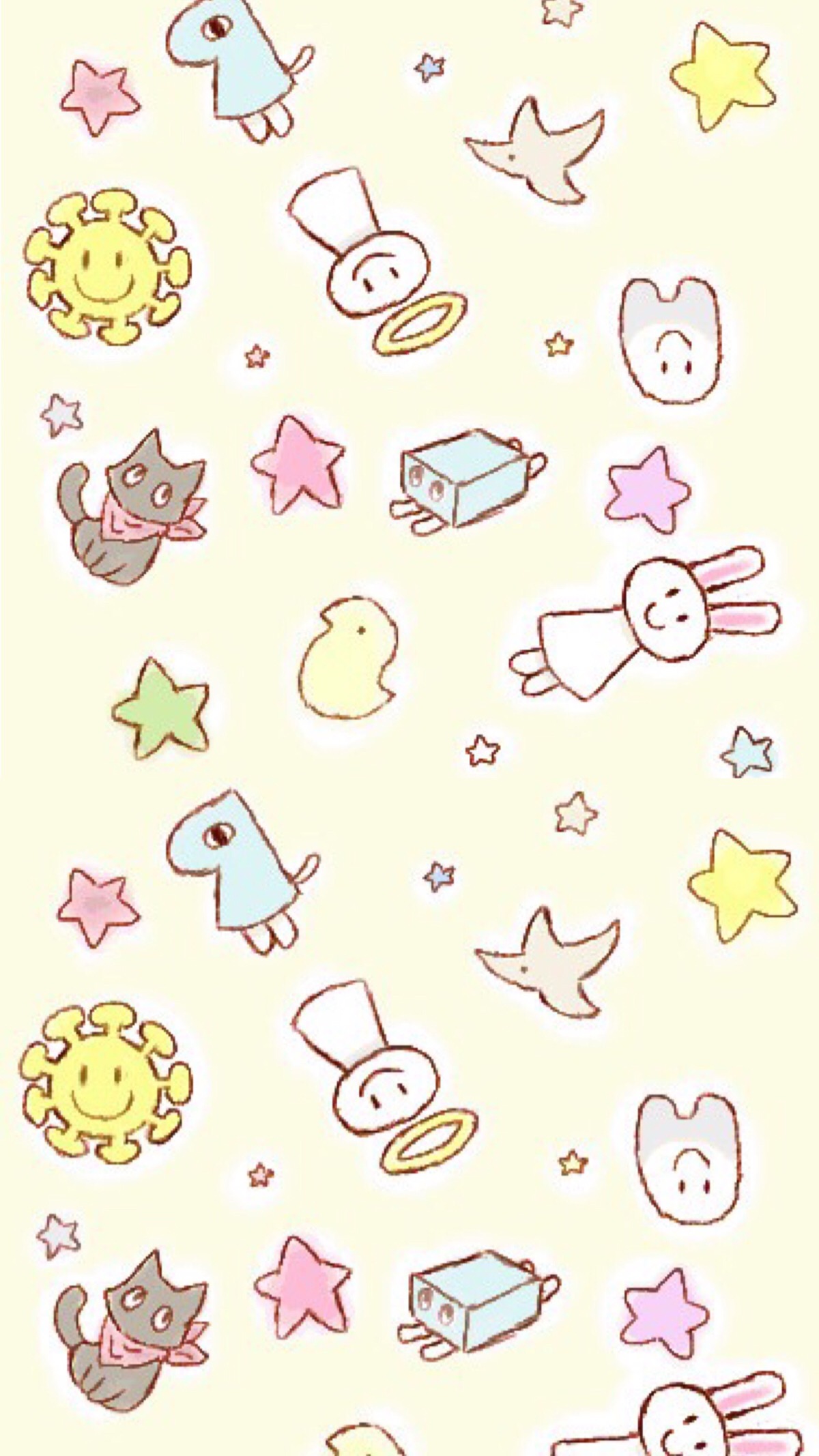 简单 插画 萌物 小清新 平铺 可爱壁纸(> )