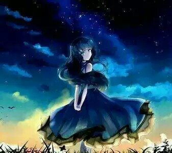 梦幻少女头像蓝色星空图片