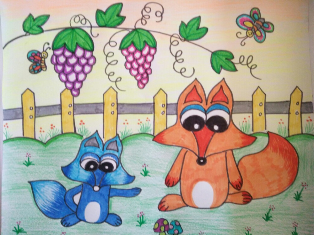 大班绘画小狐狸的家图片