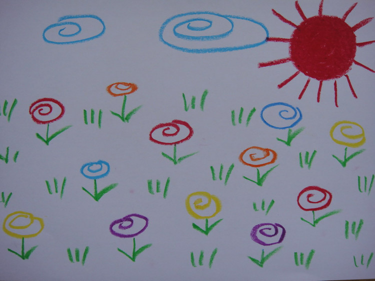 阳光下的草地幼儿绘画图片