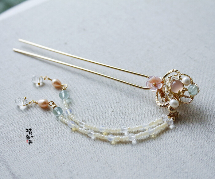 定制【清平乐】手工发簪古代古典头饰流苏步摇汉服旗袍配饰盘发饰品