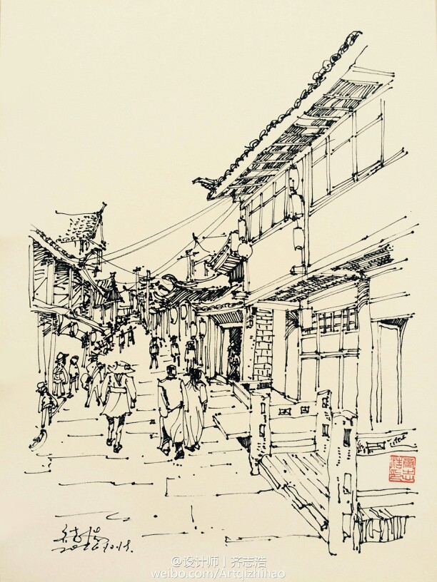 建筑速写手绘线稿