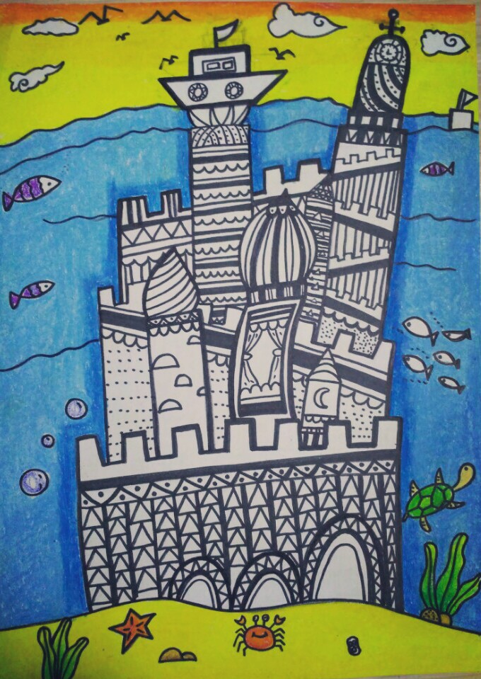 线描——海底城堡