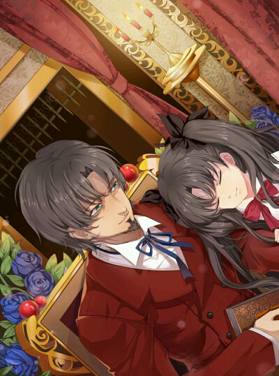 【来源p站,侵删】远坂-home 画师:湫湫红毛远坂时臣,远坂凛.