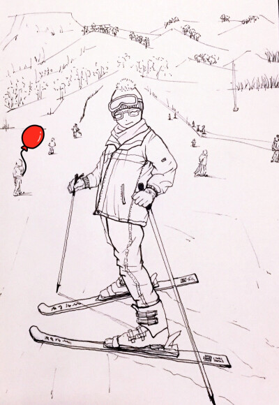 冬奥会滑雪赛道简笔画图片