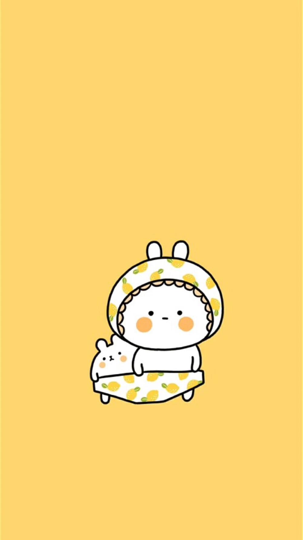 黄色系简单清新卡通手机屏保0761ω610725ω