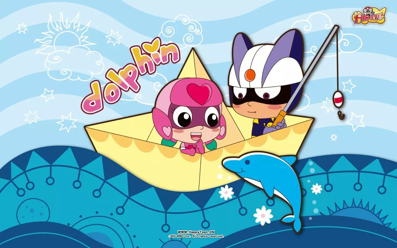 甜心和小心在湖面上钓鱼