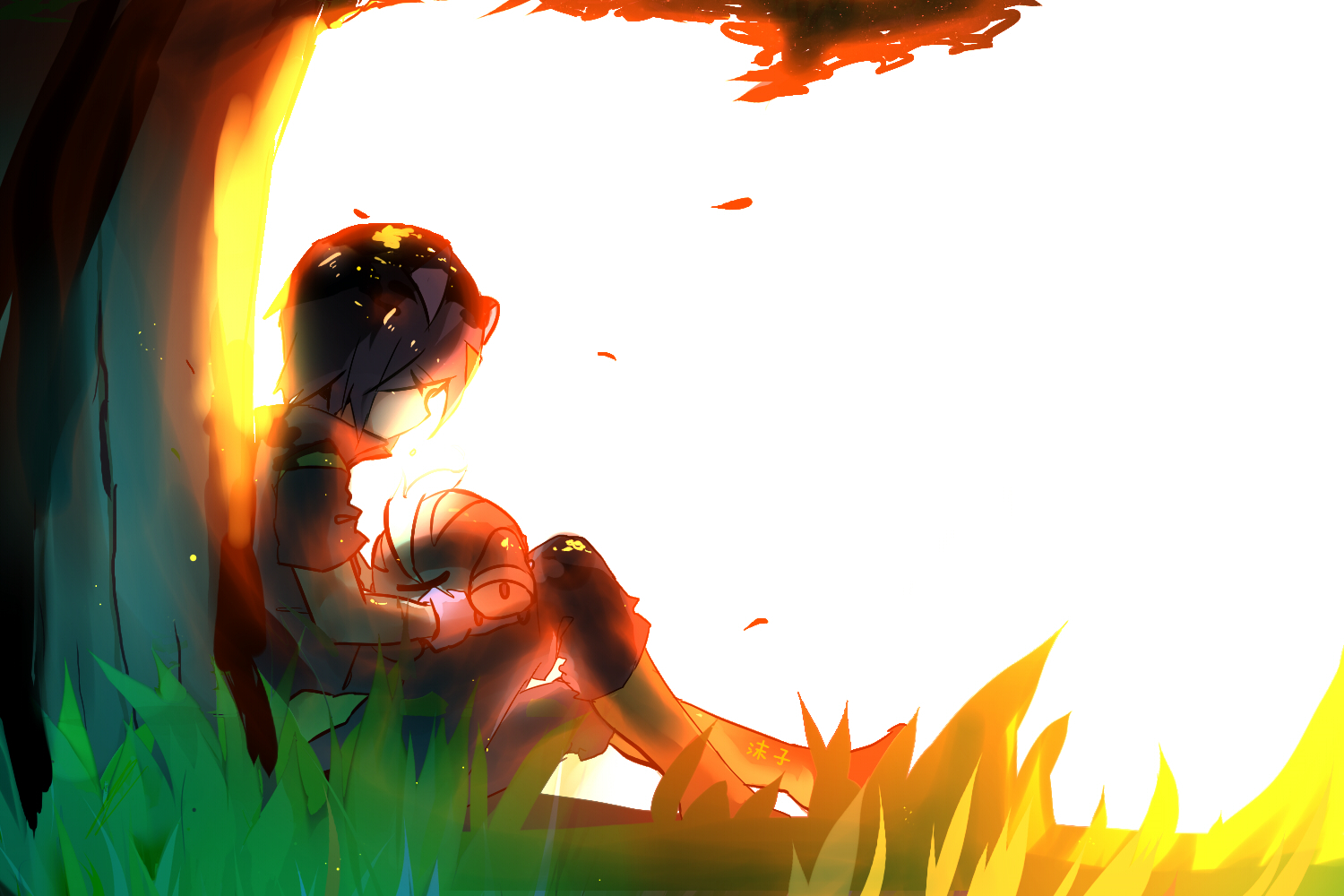 小心超人抱着伽罗在树下休息 - 堆糖,美图壁纸兴趣社区