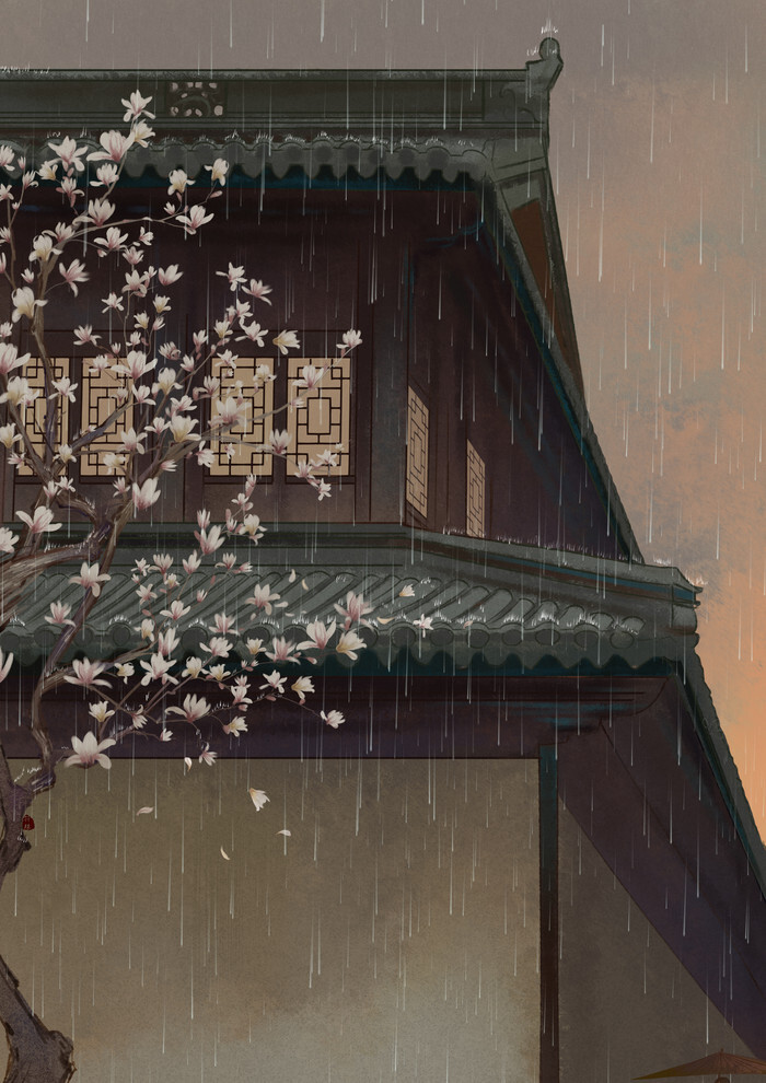古风素材 没能挨过一场春雨的玉兰 绘师:符殊