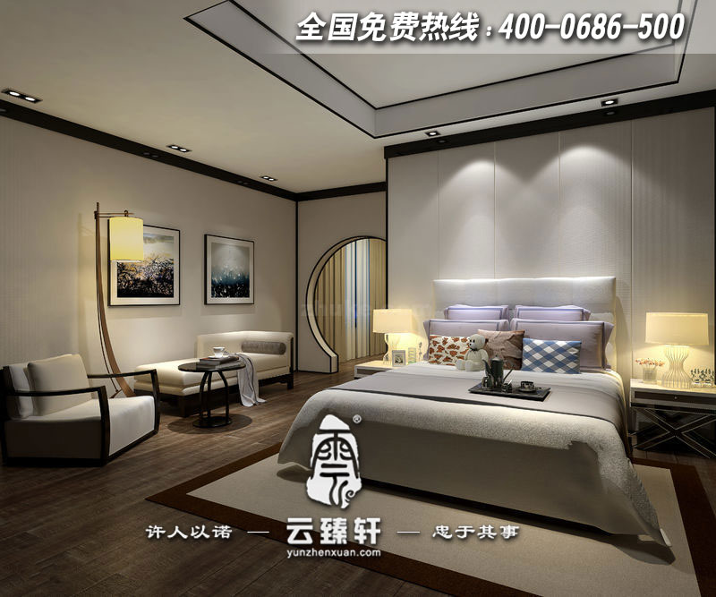 现代禅意家居卧室设计效果图