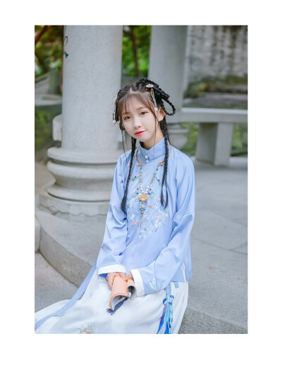 汉尚华莲传统汉服女装百搭单品绣花斜襟立领衫单层搭襦裙日常春夏